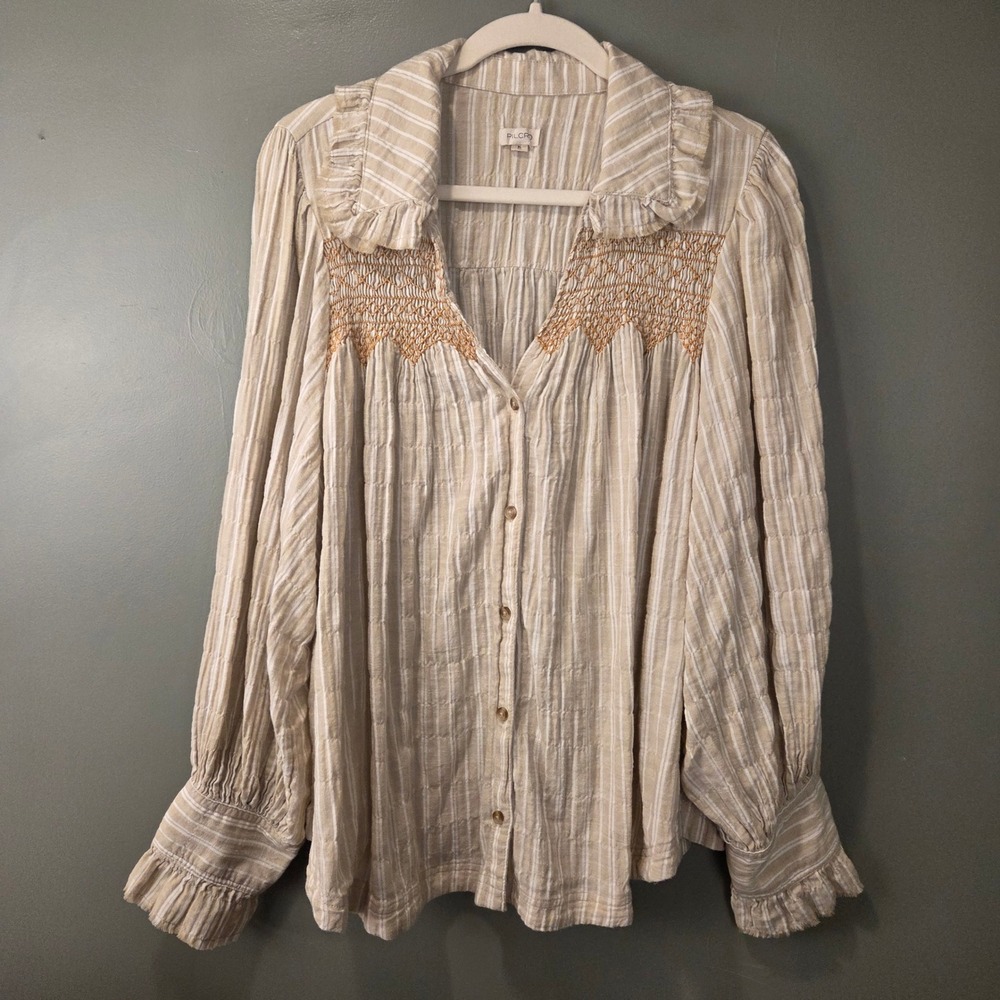Pilcro Anthropologie Women's Long Sleeve Victorian Button Down Blouse Size XL
